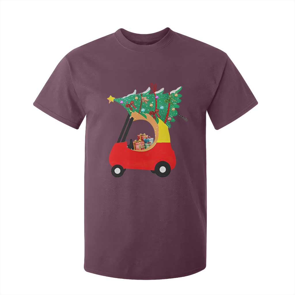 Christmas Kids T Shirt For Kid Red Car Tree Cute Xmas Toddler Boys TS10 Maroon Print Your Wear