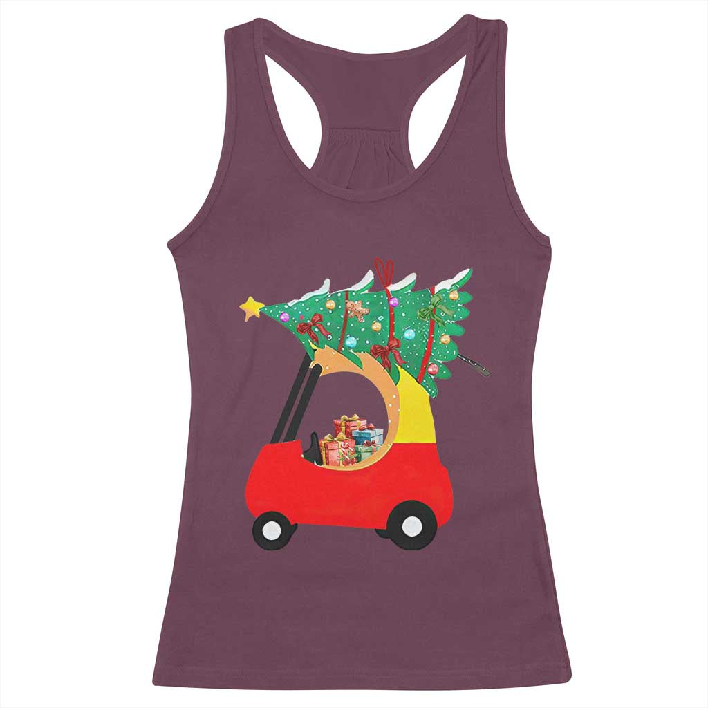 Christmas Kids Racerback Tank Top Red Car Tree Cute Xmas Toddler Boys TS10 Maroon Print Your Wear