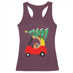 Christmas Kids Racerback Tank Top Red Car Tree Cute Xmas Toddler Boys TS10 Maroon Print Your Wear