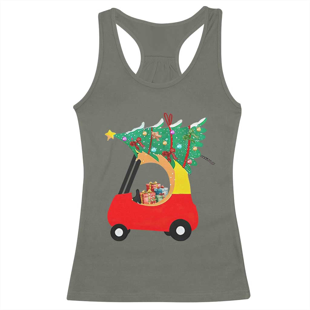Christmas Kids Racerback Tank Top Red Car Tree Cute Xmas Toddler Boys TS10 Military Green Print Your Wear