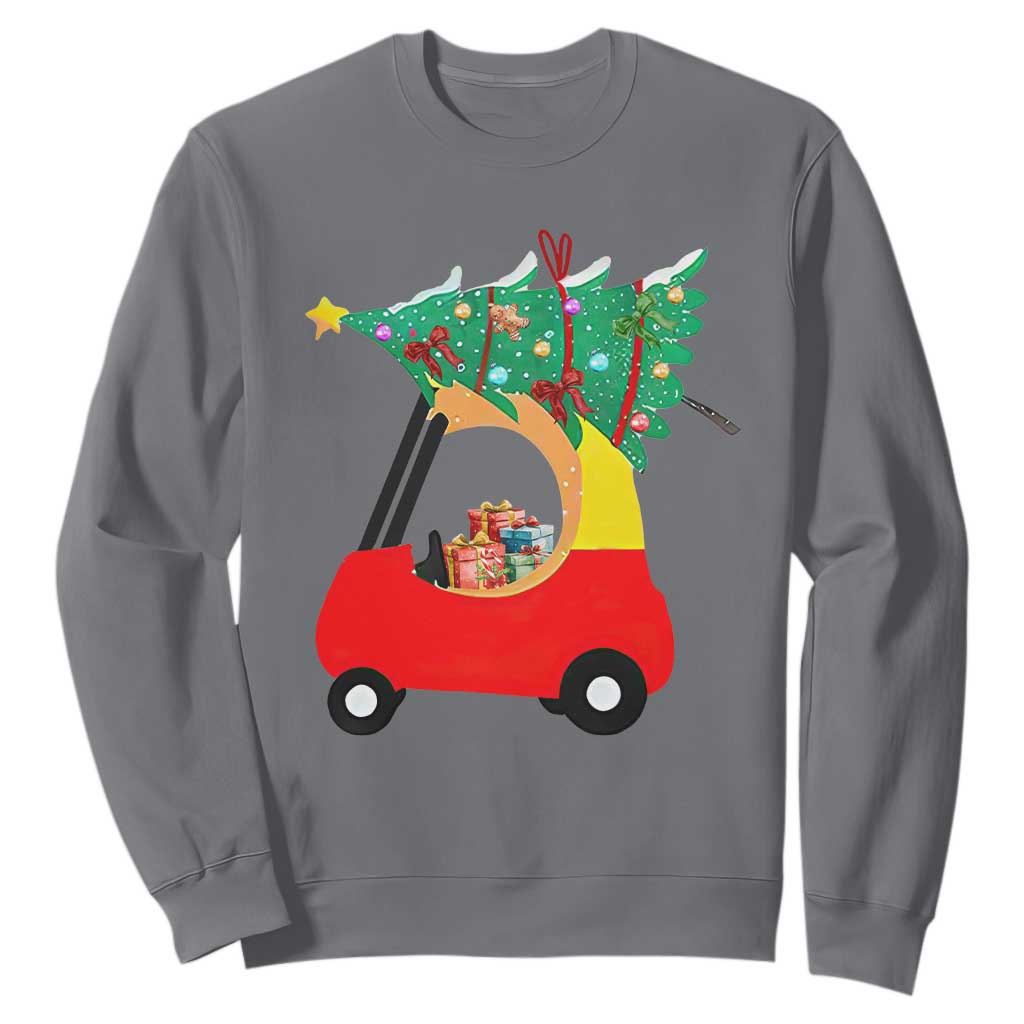 Christmas Kids Sweatshirt Red Car Tree Cute Xmas Toddler Boys TS10 Charcoal Print Your Wear