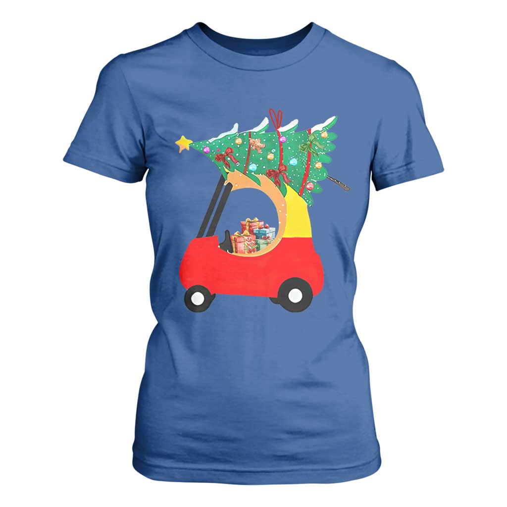 Christmas Kids T Shirt For Women Red Car Tree Cute Xmas Toddler Boys TS10 Royal Blue Print Your Wear