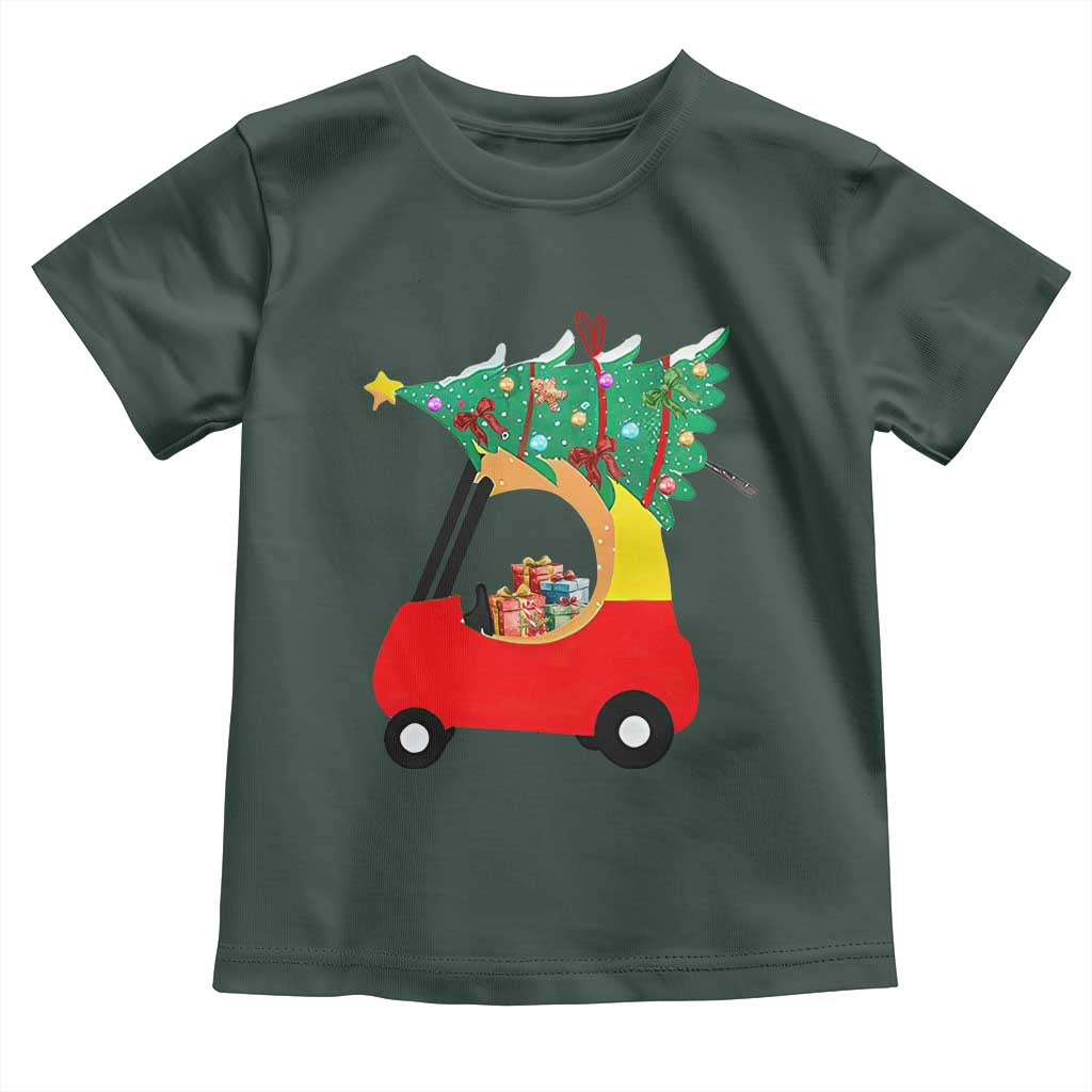 Christmas Kids Toddler T Shirt Red Car Tree Cute Xmas Toddler Boys TS10 Dark Forest Green Print Your Wear
