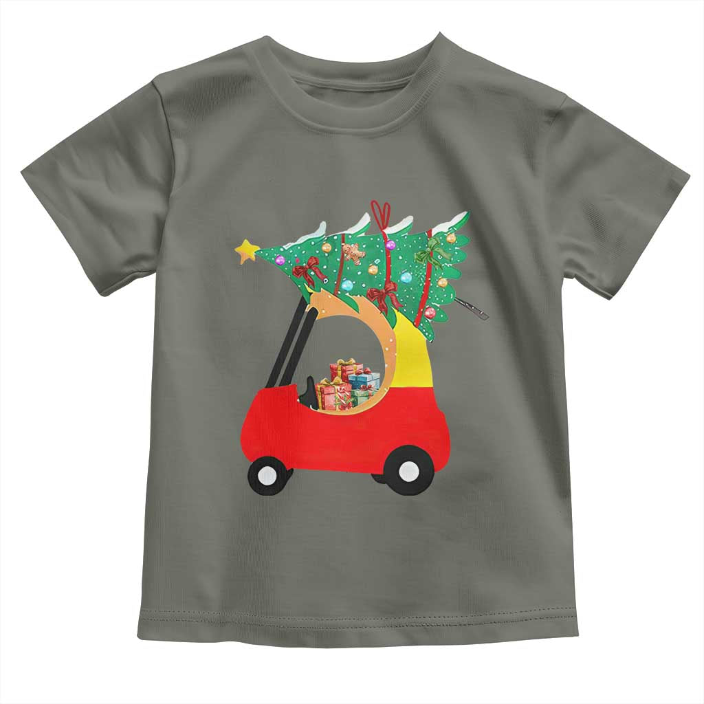 Christmas Kids Toddler T Shirt Red Car Tree Cute Xmas Toddler Boys TS10 Military Green Print Your Wear