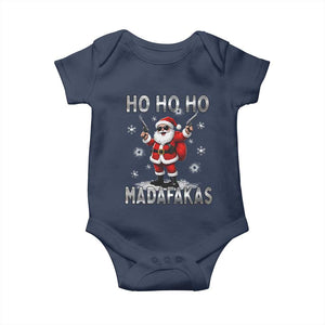 Funny Gun Christmas Baby Onesie Ho Ho Ho Santa Pew Pew Madafakas TS10 Navy Print Your Wear