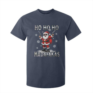 Funny Gun Christmas T Shirt For Kid Ho Ho Ho Santa Pew Pew Madafakas TS10 Navy Print Your Wear