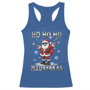 Funny Gun Christmas Racerback Tank Top Ho Ho Ho Santa Pew Pew Madafakas TS10 Royal Blue Print Your Wear