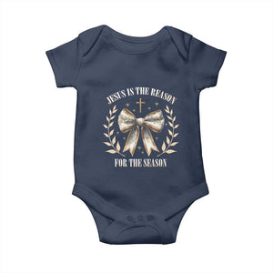 Jesus is the Reason Baby Onesie Xmas Jesus Lover Religious Christmas Coquette Bow TS10 Navy Print Your Wear