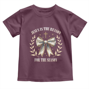 Jesus is the Reason Toddler T Shirt Xmas Jesus Lover Religious Christmas Coquette Bow TS10 Maroon Print Your Wear
