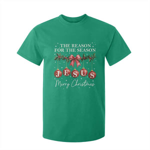Christian Christmas T Shirt For Kid Merry Xmas Jesus The Reason Coquette Bow TS10 Irish Green Print Your Wear