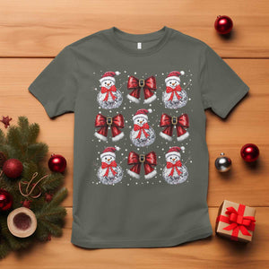 Christmas Coquette T Shirt Girly Xmas Disco Snowman Bow TS10 Military Green Print Your Wear