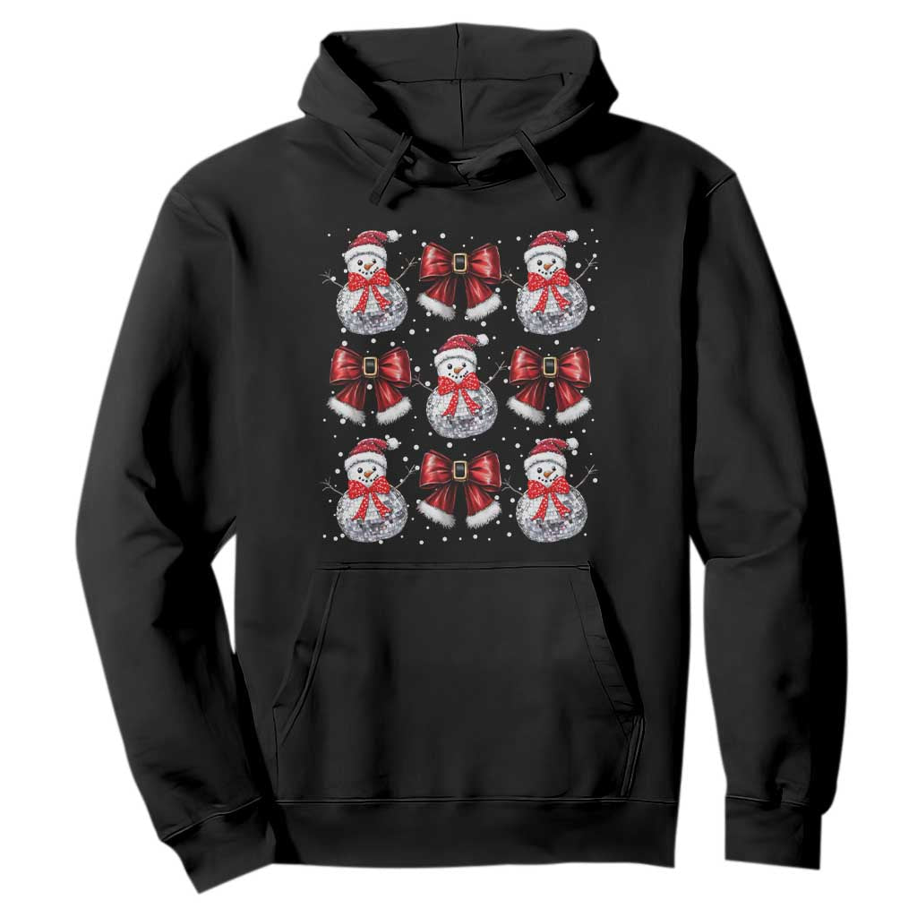 Christmas Coquette Hoodie Girly Xmas Disco Snowman Bow TS10 Black Print Your Wear