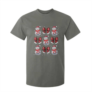 Christmas Coquette T Shirt For Kid Girly Xmas Disco Snowman Bow TS10 Military Green Print Your Wear