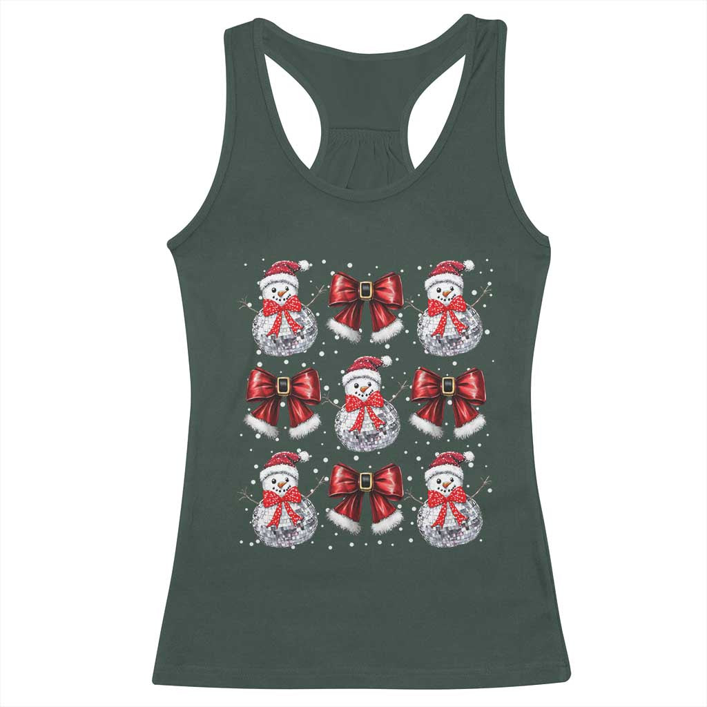 Christmas Coquette Racerback Tank Top Girly Xmas Disco Snowman Bow TS10 Dark Forest Green Print Your Wear