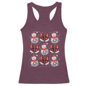 Christmas Coquette Racerback Tank Top Girly Xmas Disco Snowman Bow TS10 Maroon Print Your Wear
