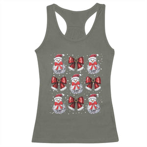 Christmas Coquette Racerback Tank Top Girly Xmas Disco Snowman Bow TS10 Military Green Print Your Wear