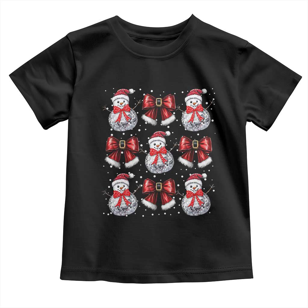 Christmas Coquette Toddler T Shirt Girly Xmas Disco Snowman Bow TS10 Black Print Your Wear