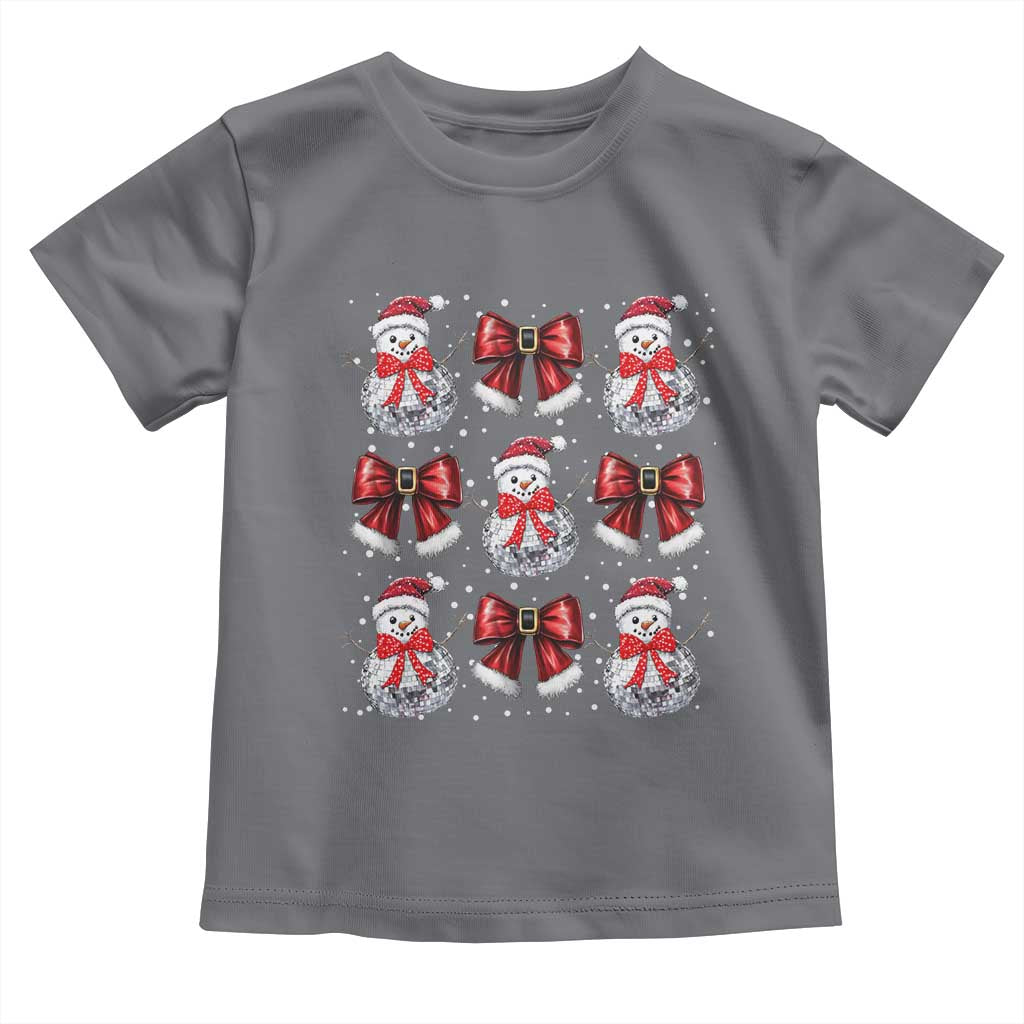 Christmas Coquette Toddler T Shirt Girly Xmas Disco Snowman Bow TS10 Charcoal Print Your Wear