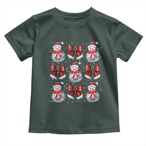 Christmas Coquette Toddler T Shirt Girly Xmas Disco Snowman Bow TS10 Dark Forest Green Print Your Wear
