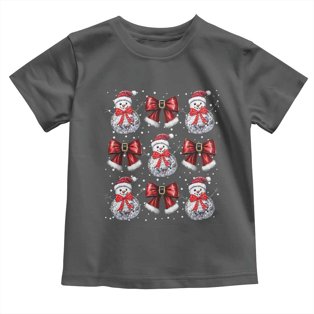 Christmas Coquette Toddler T Shirt Girly Xmas Disco Snowman Bow TS10 Dark Heather Print Your Wear