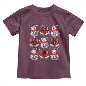 Christmas Coquette Toddler T Shirt Girly Xmas Disco Snowman Bow TS10 Maroon Print Your Wear