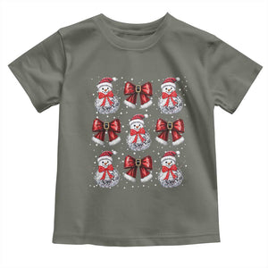 Christmas Coquette Toddler T Shirt Girly Xmas Disco Snowman Bow TS10 Military Green Print Your Wear