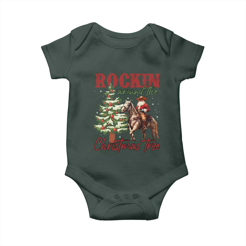 Western Christmas Baby Onesie Vintage 90s Cowboy Santa Claus Xmas Tree TS10 Print Your Wear