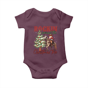 Western Christmas Baby Onesie Vintage 90s Cowboy Santa Claus Xmas Tree TS10 Maroon Print Your Wear