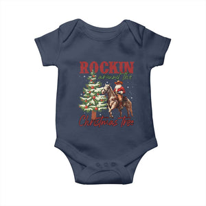Western Christmas Baby Onesie Vintage 90s Cowboy Santa Claus Xmas Tree TS10 Navy Print Your Wear