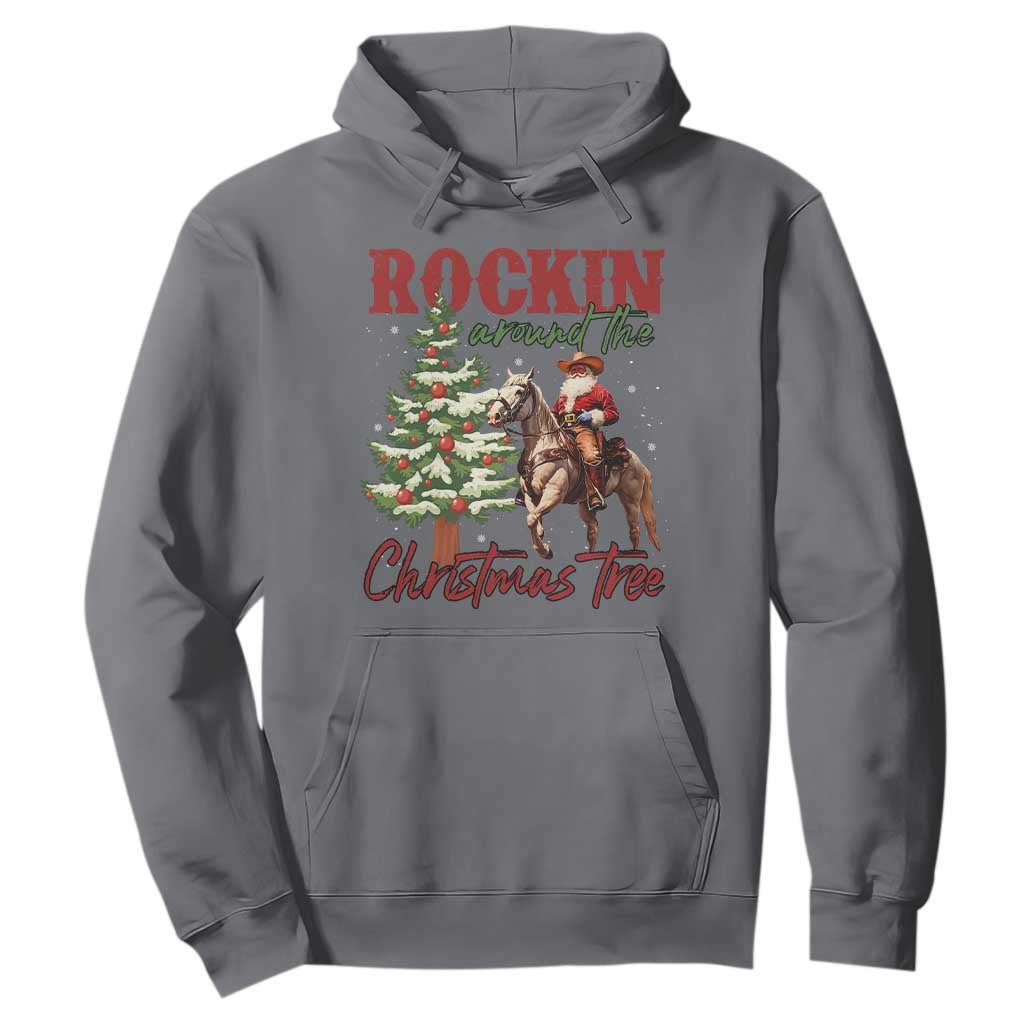 Western Christmas Hoodie Vintage 90s Cowboy Santa Claus Xmas Tree TS10 Charcoal Print Your Wear