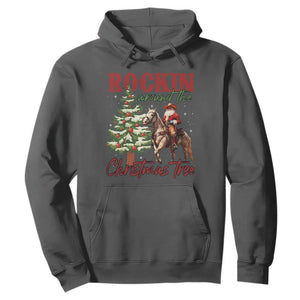 Western Christmas Hoodie Vintage 90s Cowboy Santa Claus Xmas Tree TS10 Dark Heather Print Your Wear
