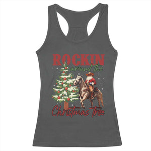 Western Christmas Racerback Tank Top Vintage 90s Cowboy Santa Claus Xmas Tree TS10 Dark Heather Print Your Wear