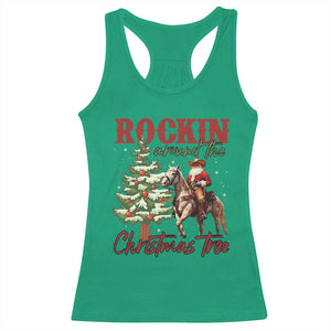 Western Christmas Racerback Tank Top Vintage 90s Cowboy Santa Claus Xmas Tree TS10 Irish Green Print Your Wear