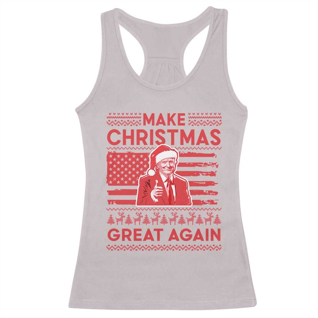 Christmas Trump Racerback Tank Top Funny Xmas Santa Trump Make Christmas Great Again Ugly Sweater TS10 Ice Gray Print Your Wear