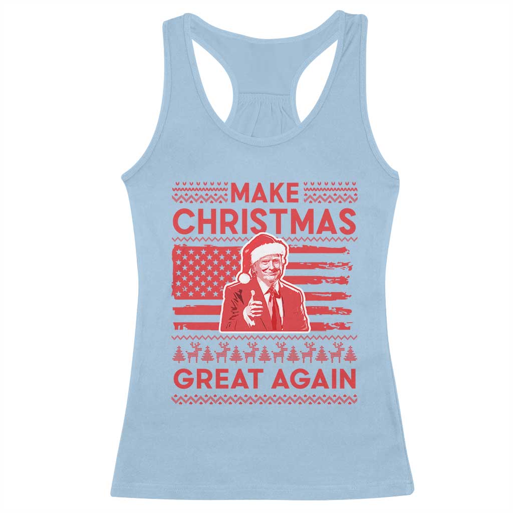 Christmas Trump Racerback Tank Top Funny Xmas Santa Trump Make Christmas Great Again Ugly Sweater TS10 Light Blue Print Your Wear