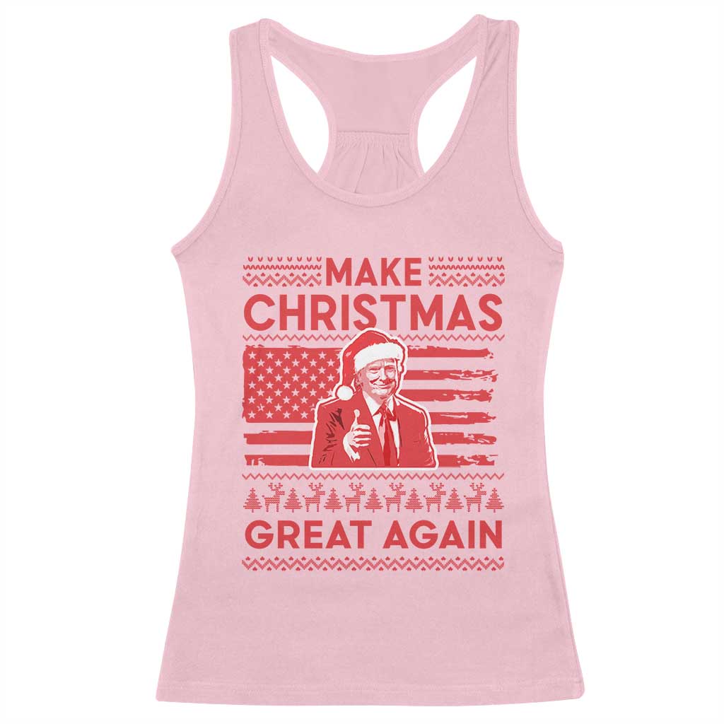 Christmas Trump Racerback Tank Top Funny Xmas Santa Trump Make Christmas Great Again Ugly Sweater TS10 Light Pink Print Your Wear