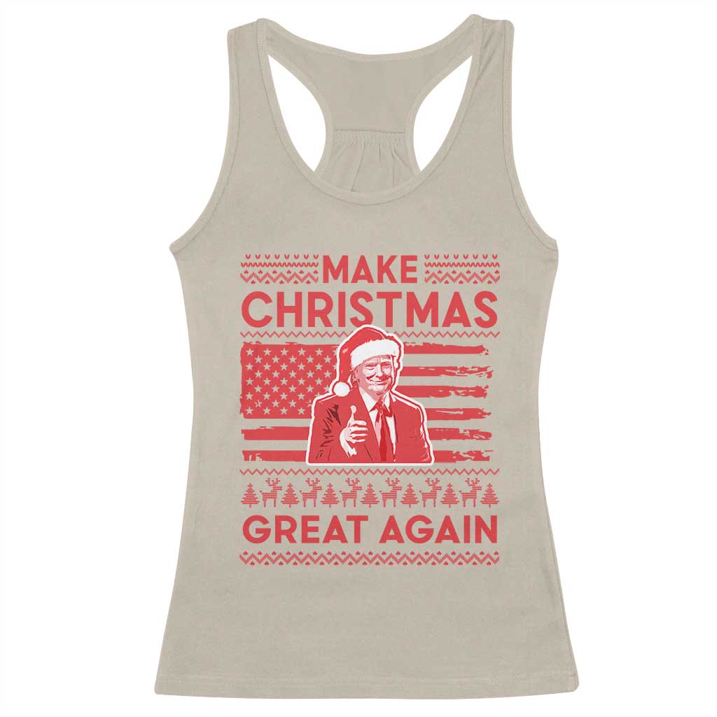 Christmas Trump Racerback Tank Top Funny Xmas Santa Trump Make Christmas Great Again Ugly Sweater TS10 Sand Print Your Wear