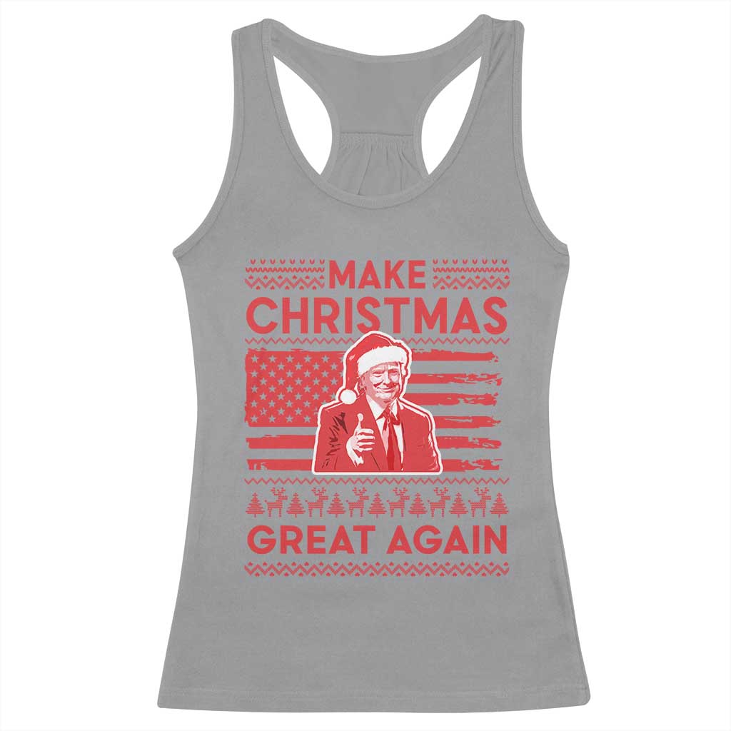 Christmas Trump Racerback Tank Top Funny Xmas Santa Trump Make Christmas Great Again Ugly Sweater TS10 Sport Gray Print Your Wear