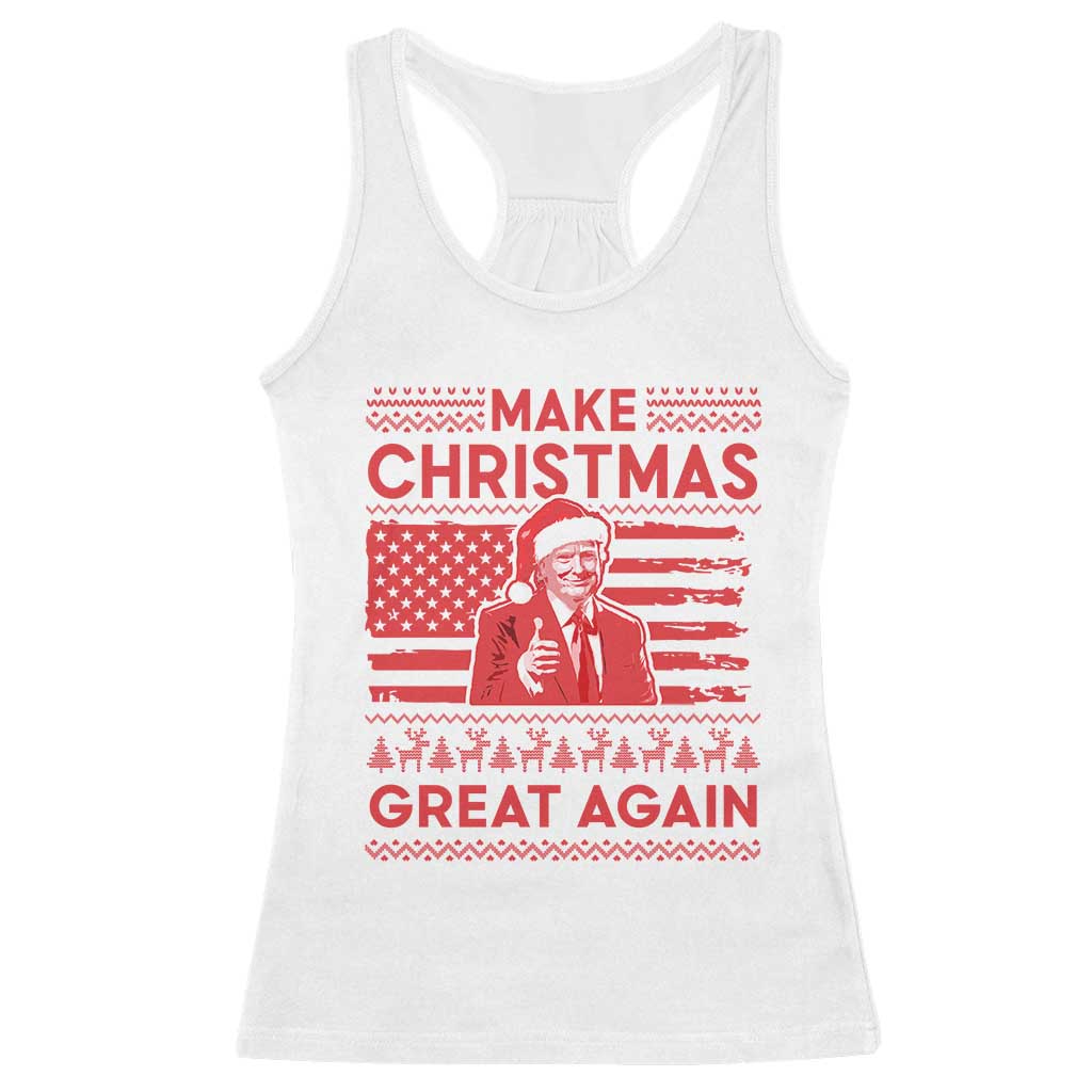 Christmas Trump Racerback Tank Top Funny Xmas Santa Trump Make Christmas Great Again Ugly Sweater TS10 White Print Your Wear