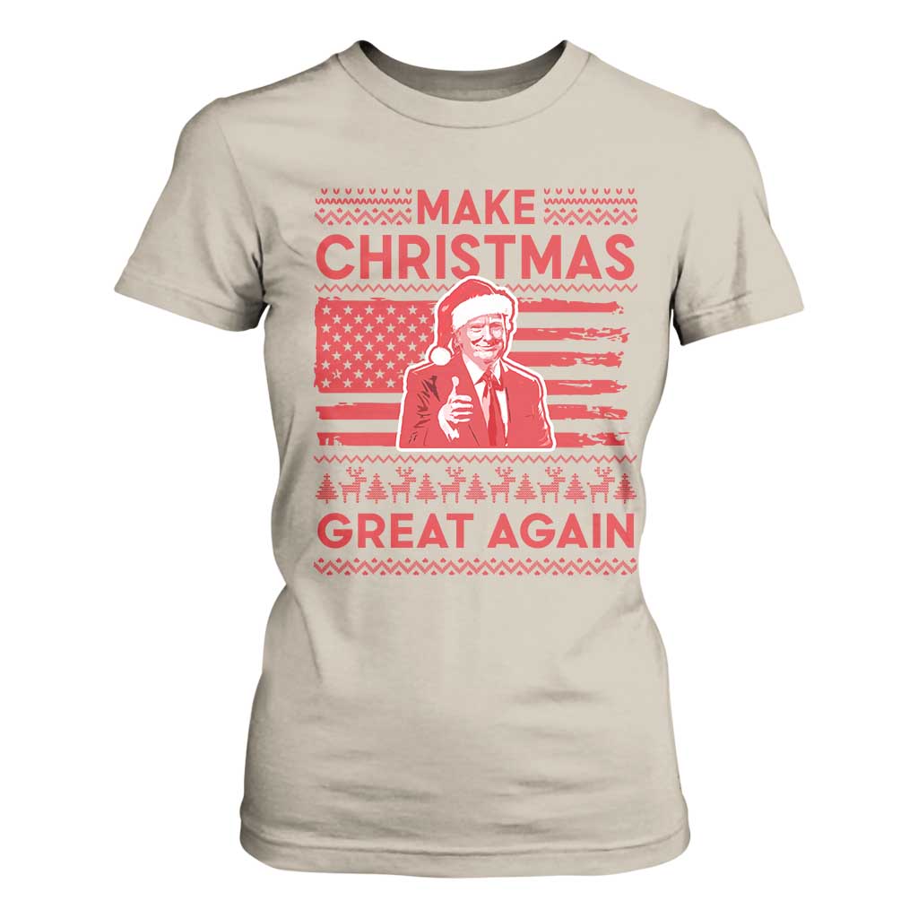 Christmas Trump T Shirt For Women Funny Xmas Santa Trump Make Christmas Great Again Ugly Sweater TS10 Sand Print Your Wear