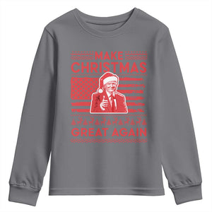 Christmas Trump Youth Sweatshirt Funny Xmas Santa Trump Make Christmas Great Again Ugly Sweater TS10 Charcoal Print Your Wear