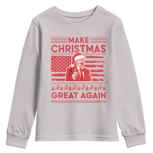 Christmas Trump Youth Sweatshirt Funny Xmas Santa Trump Make Christmas Great Again Ugly Sweater TS10 Ice Gray Print Your Wear