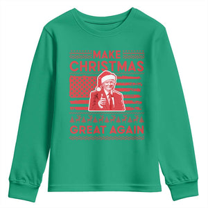 Christmas Trump Youth Sweatshirt Funny Xmas Santa Trump Make Christmas Great Again Ugly Sweater TS10 Irish Green Print Your Wear