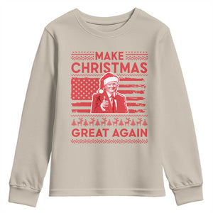 Christmas Trump Youth Sweatshirt Funny Xmas Santa Trump Make Christmas Great Again Ugly Sweater TS10 Sand Print Your Wear
