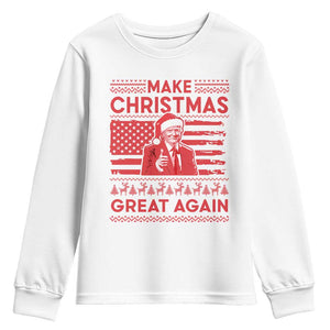 Christmas Trump Youth Sweatshirt Funny Xmas Santa Trump Make Christmas Great Again Ugly Sweater TS10 White Print Your Wear
