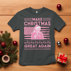 Christmas Trump Pink T Shirt Funny Xmas Santa Trump Make Christmas Great Again Ugly Sweater TS10 Dark Heather Print Your Wear