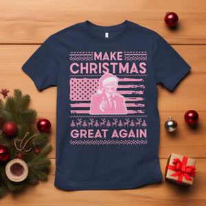 Christmas Trump Pink T Shirt Funny Xmas Santa Trump Make Christmas Great Again Ugly Sweater TS10 Navy Print Your Wear