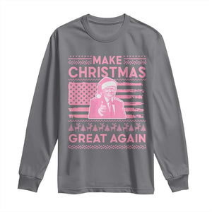 Christmas Trump Pink Long Sleeve Shirt Funny Xmas Santa Trump Make Christmas Great Again Ugly Sweater TS10 Charcoal Print Your Wear