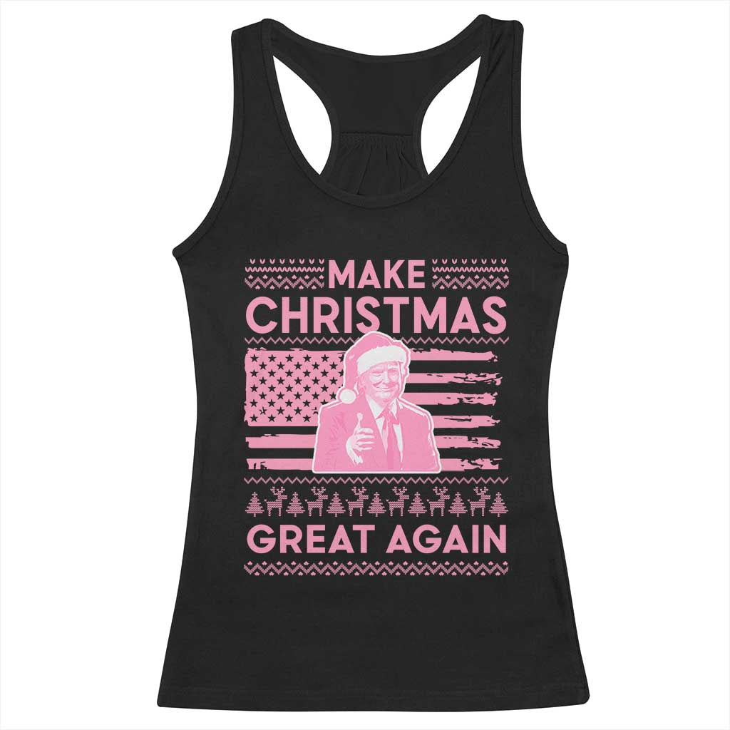 Christmas Trump Pink Racerback Tank Top Funny Xmas Santa Trump Make Christmas Great Again Ugly Sweater TS10 Black Print Your Wear