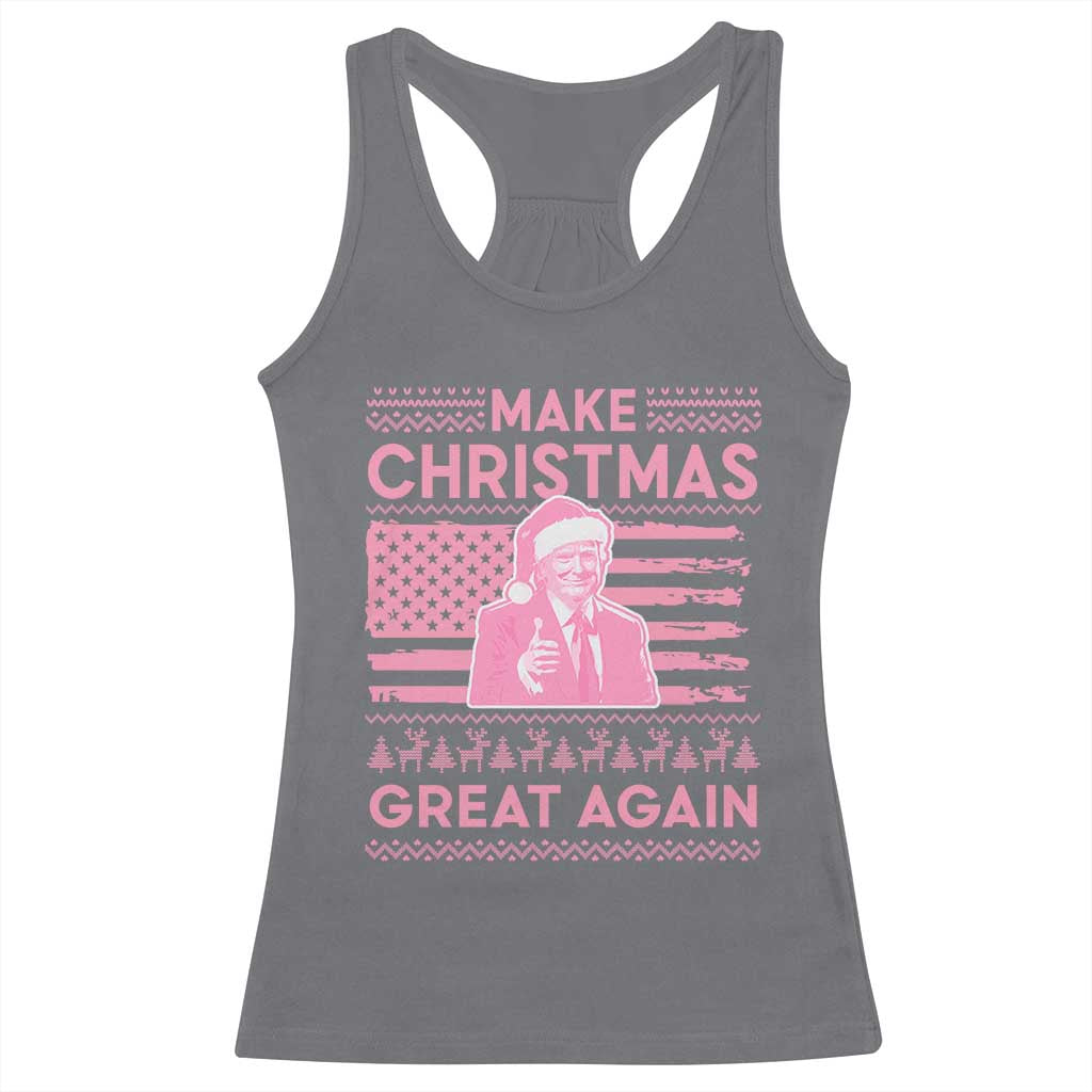 Christmas Trump Pink Racerback Tank Top Funny Xmas Santa Trump Make Christmas Great Again Ugly Sweater TS10 Charcoal Print Your Wear
